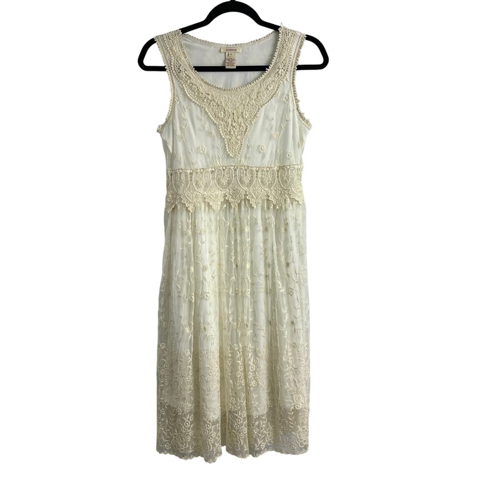 Sundance Cream Lace-Trim Sleeveless Mini Dress